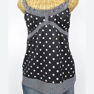 LOFT Black and White Asymmetrical Fitted Camisole